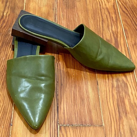 ASOS || OLIVE BLOCK HEEL FLATS - Picture 2 of 5